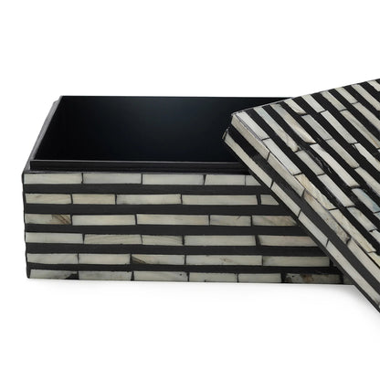 Customized Handmade Mother Of Pearl Inlay Strip Pattern Jewelry Box