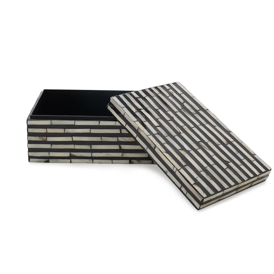 Customized Handmade Mother Of Pearl Inlay Strip Pattern Jewelry Box