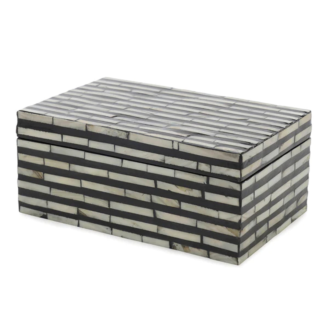 Customized Handmade Mother Of Pearl Inlay Strip Pattern Jewelry Box