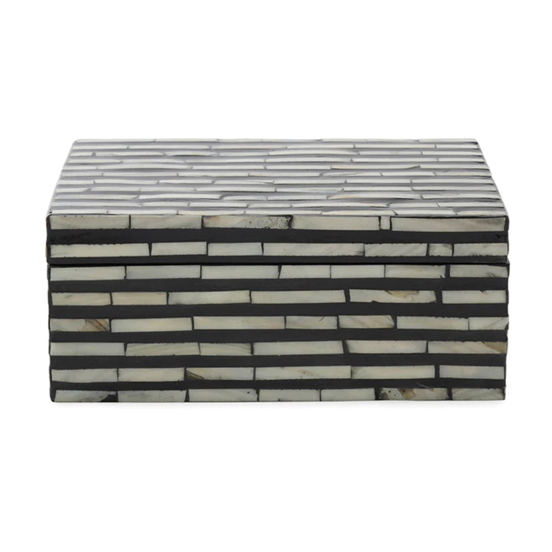 Customized Handmade Mother Of Pearl Inlay Strip Pattern Jewelry Box