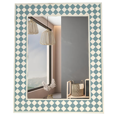 Beautiful Handmade Bone Inlay Mirror Frame - Green with Complimentary Mirror
