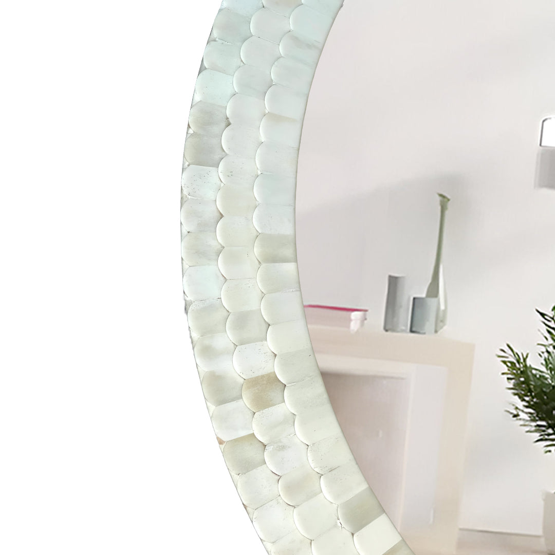 Handmade Customized Bone Inlay Round Mirror Frame with Complimentary Mirror