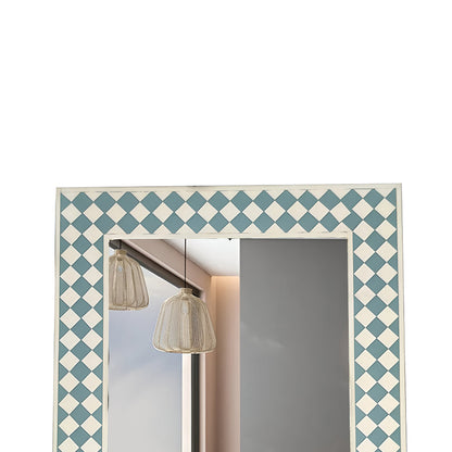 Beautiful Handmade Bone Inlay Mirror Frame - Green with Complimentary Mirror