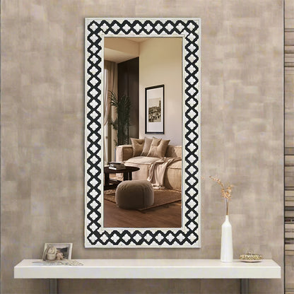 Beautiful Handmade Bone Inlay Mirror Frame  Black color with Complimentary Mirror