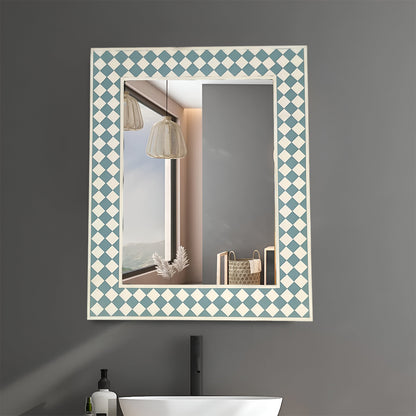 Beautiful Handmade Bone Inlay Mirror Frame - Green with Complimentary Mirror