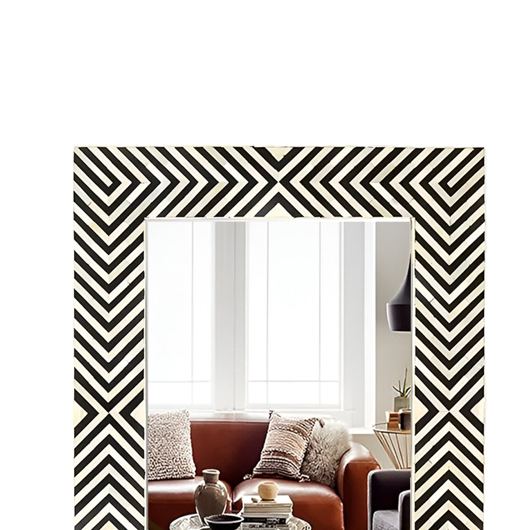 Beautiful Handmade Bone Inlay Mirror Frame Black color