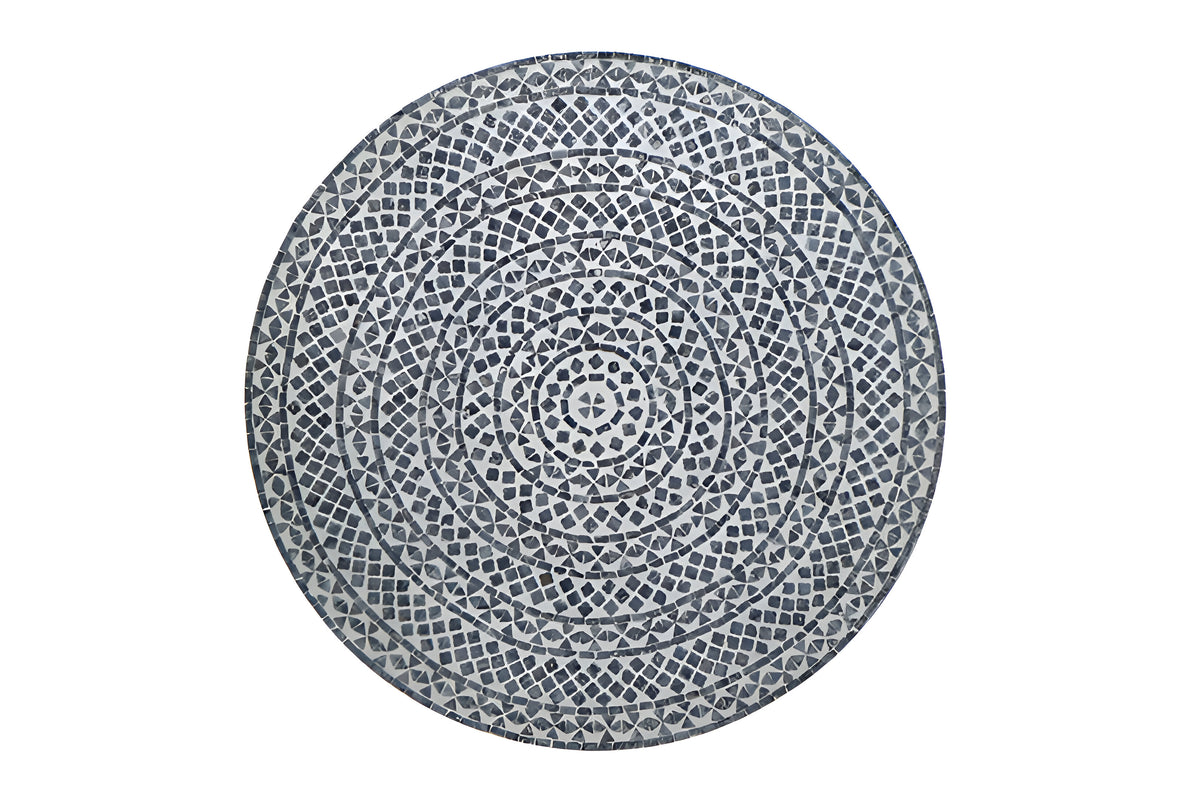 Handcrafted white Mother of Pearl inlay round coffee table for modern living room