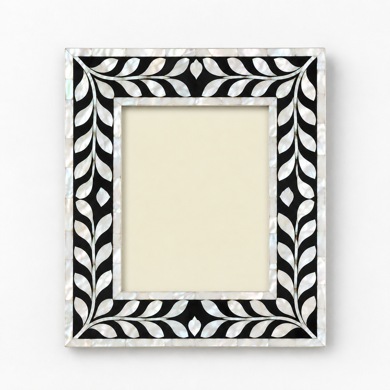 Handmade Bone Inlay Mirror Frame with Floral Inlay Design for Luxury Wall Decor