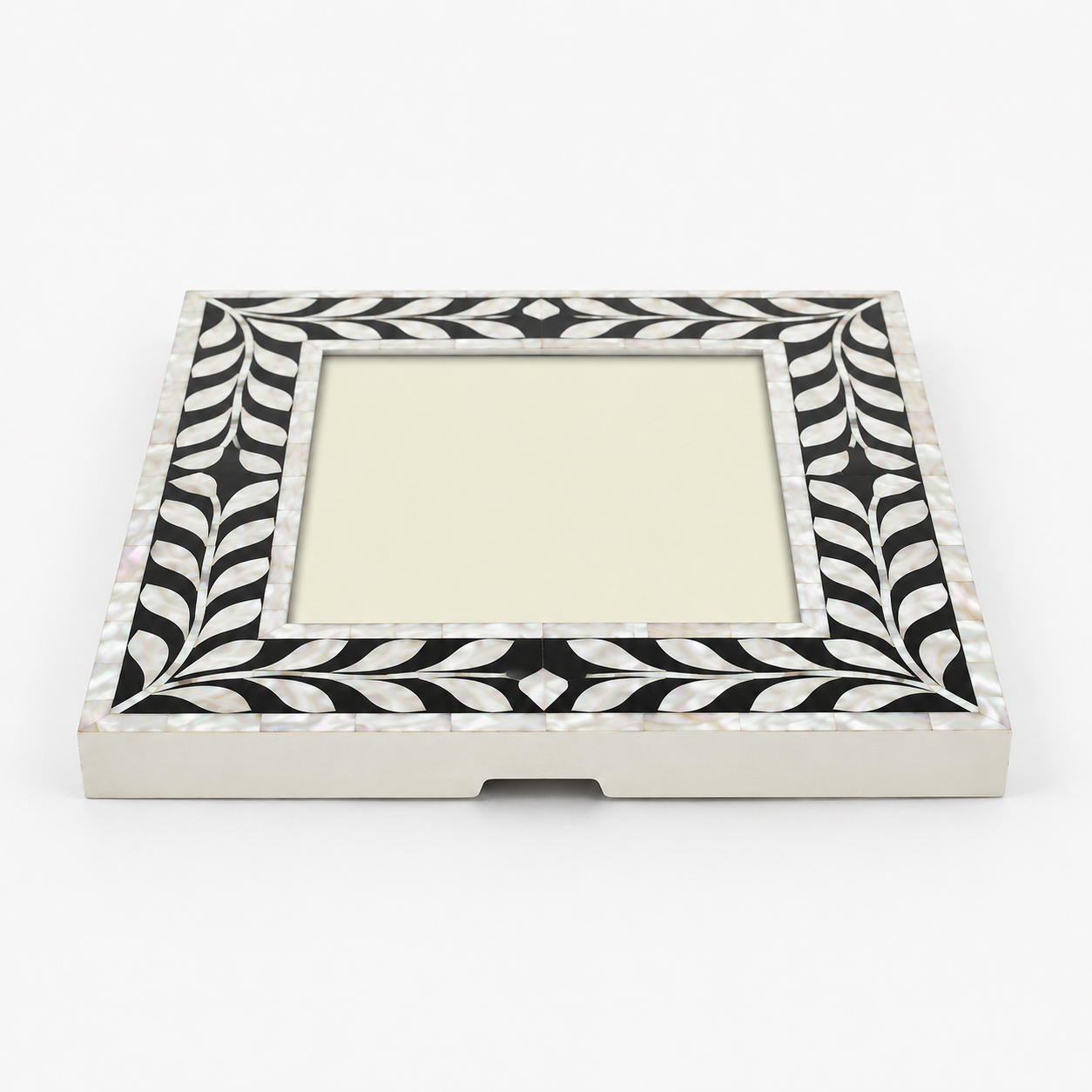 Decorative Bone Inlay Mirror with Intricate Floral Pattern for Modern Interiors