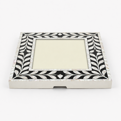 Decorative Bone Inlay Mirror with Intricate Floral Pattern for Modern Interiors