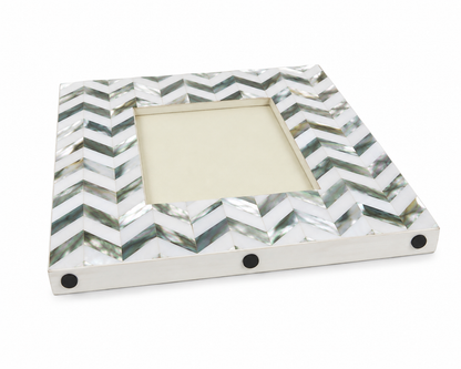 Bottom View of Mother of Pearl Chevron Picture Frame Showing Premium Craftsmanship