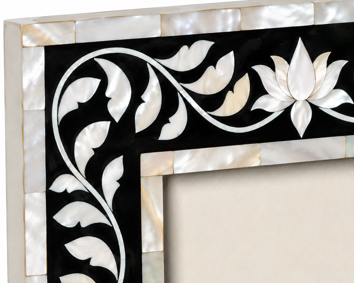 Front 45 Degree View of Handmade Mother of Pearl Inlay Photo Frame