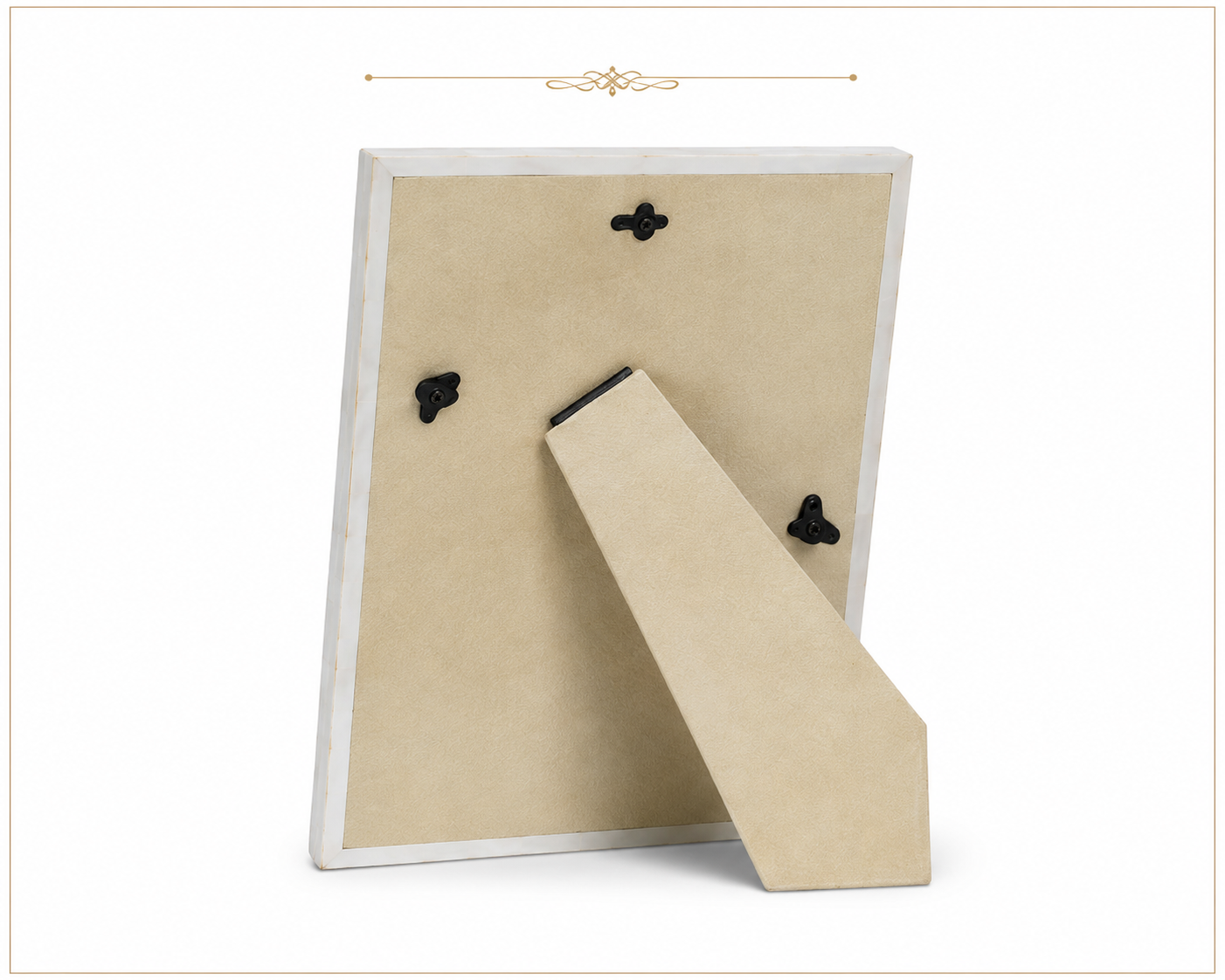 Decorative Mother of Pearl Inlay Photo Frame Styled on Bedroom Nightstand