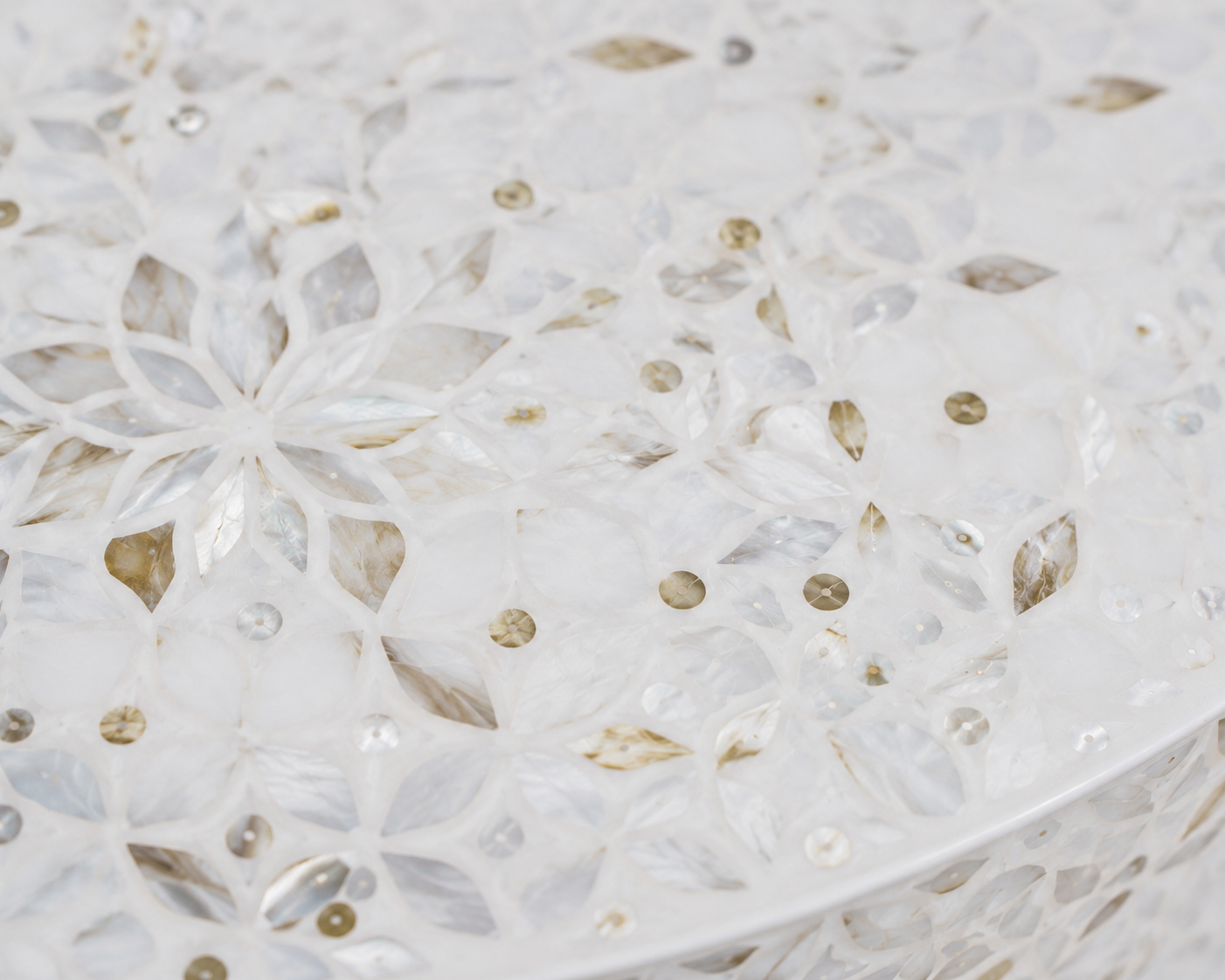 odern Luxury Living Room Featuring White Mother of Pearl Coffee Table