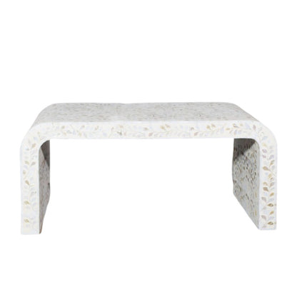 Designer White Mother of Pearl Coffee Table with Elegant Living Room Styling