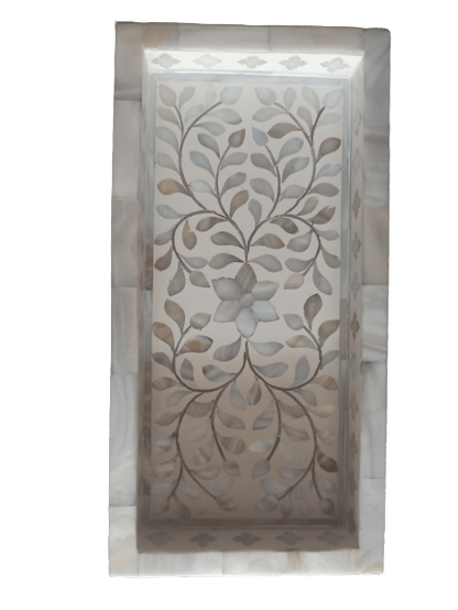 Premium Mother of Pearl Inlay Rectangle Platter Luxury Coffee Table & Vanity Tray