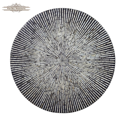 Handmade Mother of Pearl Coffee Table- Black/ Strip
