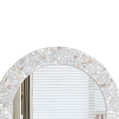 Handmade Round Mirror Frame with Customized Mother of Pearl Inlay – Elegant Wall Décor
