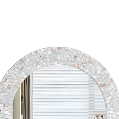 Custom Handmade Round Mirror Frame with Mother of Pearl Inlay – Beautiful Wall Décor