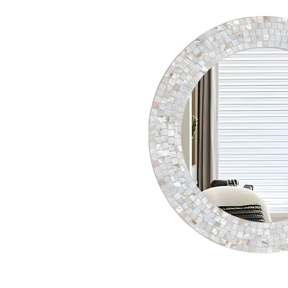 Handmade Round Mirror Frame with Customized Mother of Pearl Inlay – Elegant Wall Décor