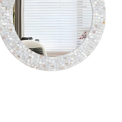 Custom Handmade Round Mirror Frame with Mother of Pearl Inlay – Beautiful Wall Décor
