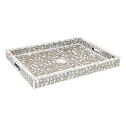 Customizable rectangular mother of pearl inlay tray