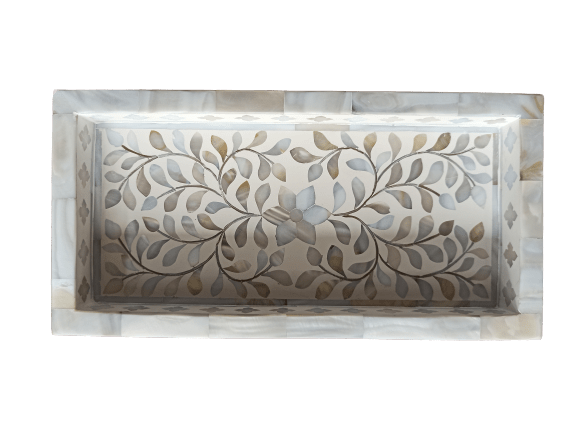 Handmade vanity tray with intricate mother of pearl inlay work
