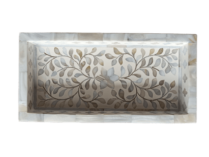 Handmade vanity tray with intricate mother of pearl inlay work