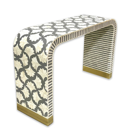 Bone Inlay Waterfall Console Table - Grey