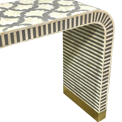 Bone Inlay Waterfall Console Table - Grey