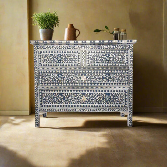 Mother Of Pearl Inlay Chest Of 4 Drawes