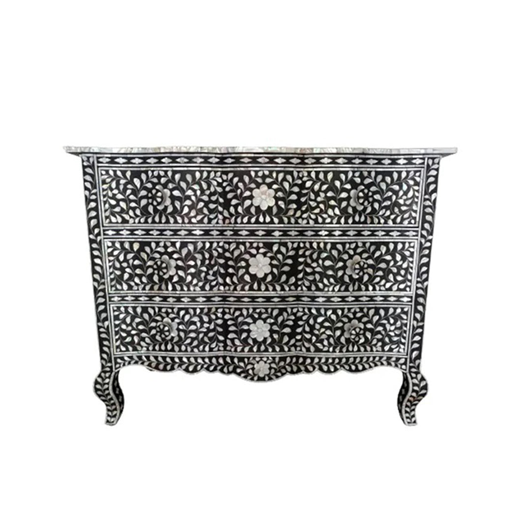 Handmade Customized Mother of Pearl Chest of 3 Drawer