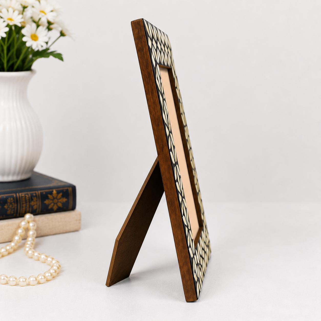 Modern Black Mother of Pearl Inlay Picture Frame for Home Decor