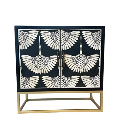 Feather Pattern Black Bone Inlay Chest of Drawers
