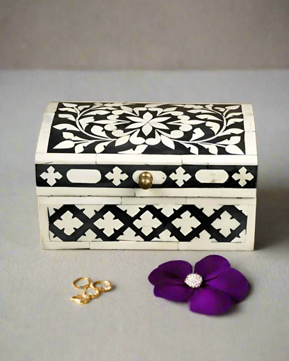 Handmade Customized Bone Inlay Floral Pattern Jewelry Box