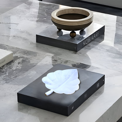 Hand-Carved White Marble Leaf Bowl – Elegant Multi-Purpose Decorative Dish for Home & Festive Décor