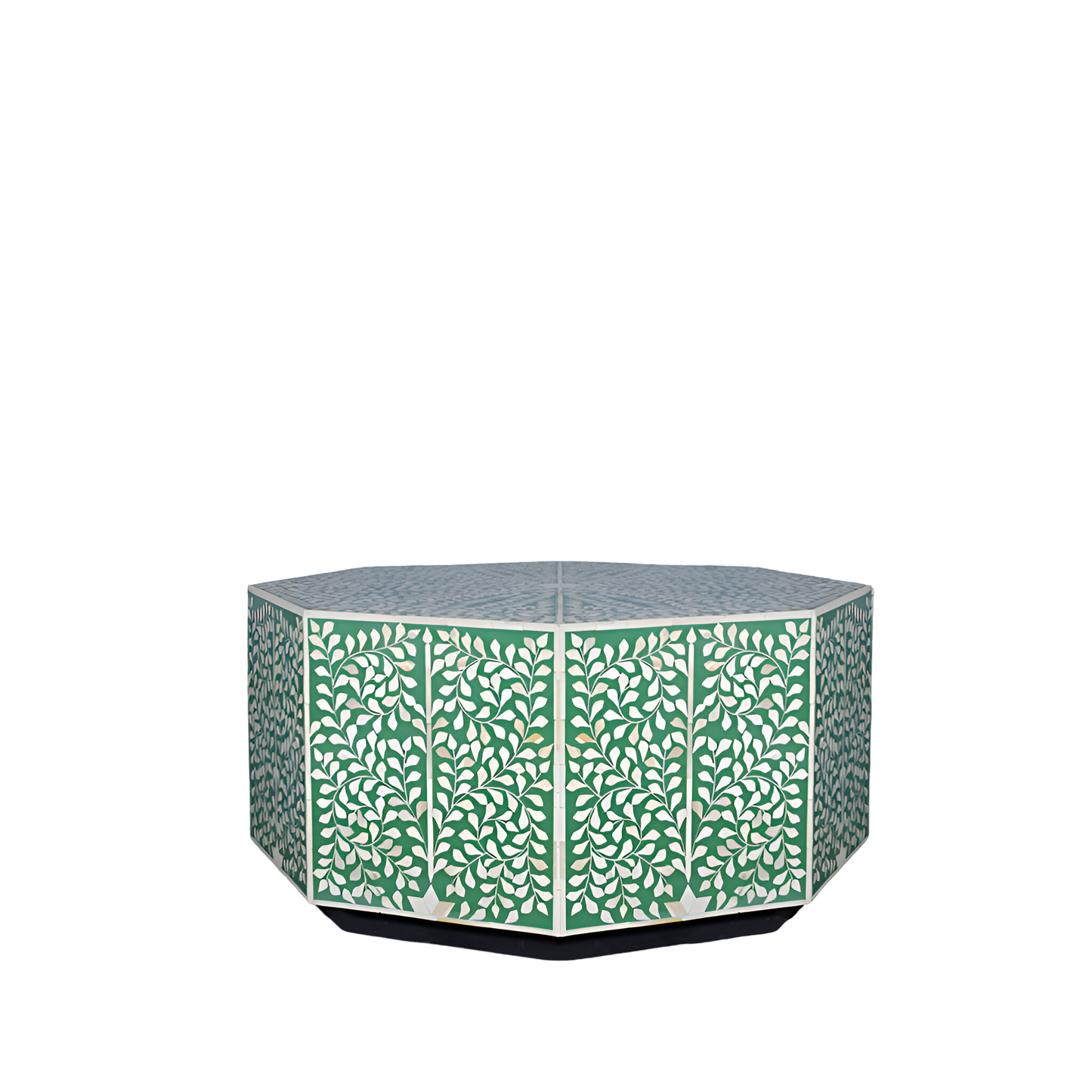 Handmade Octagonal Mother of Pearl Inlay Table - Elegant Green Entryway & Living Room Accent