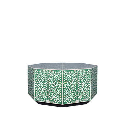 Handmade Octagonal Mother of Pearl Inlay Table - Elegant Green Entryway & Living Room Accent