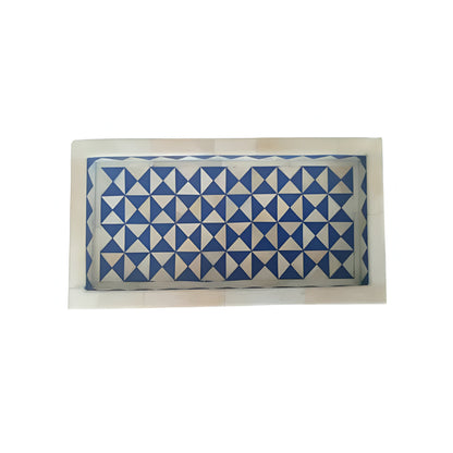 Handmade Geometric Bone Inlay Small Tray for Vanity & Decor