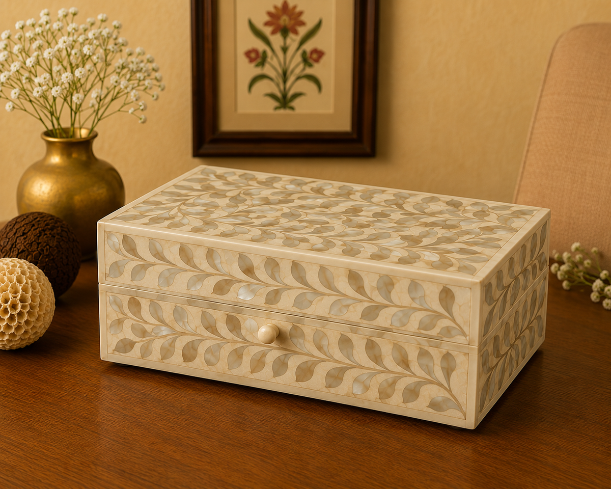 Handcrafted Mother of Pearl Keepsake Box