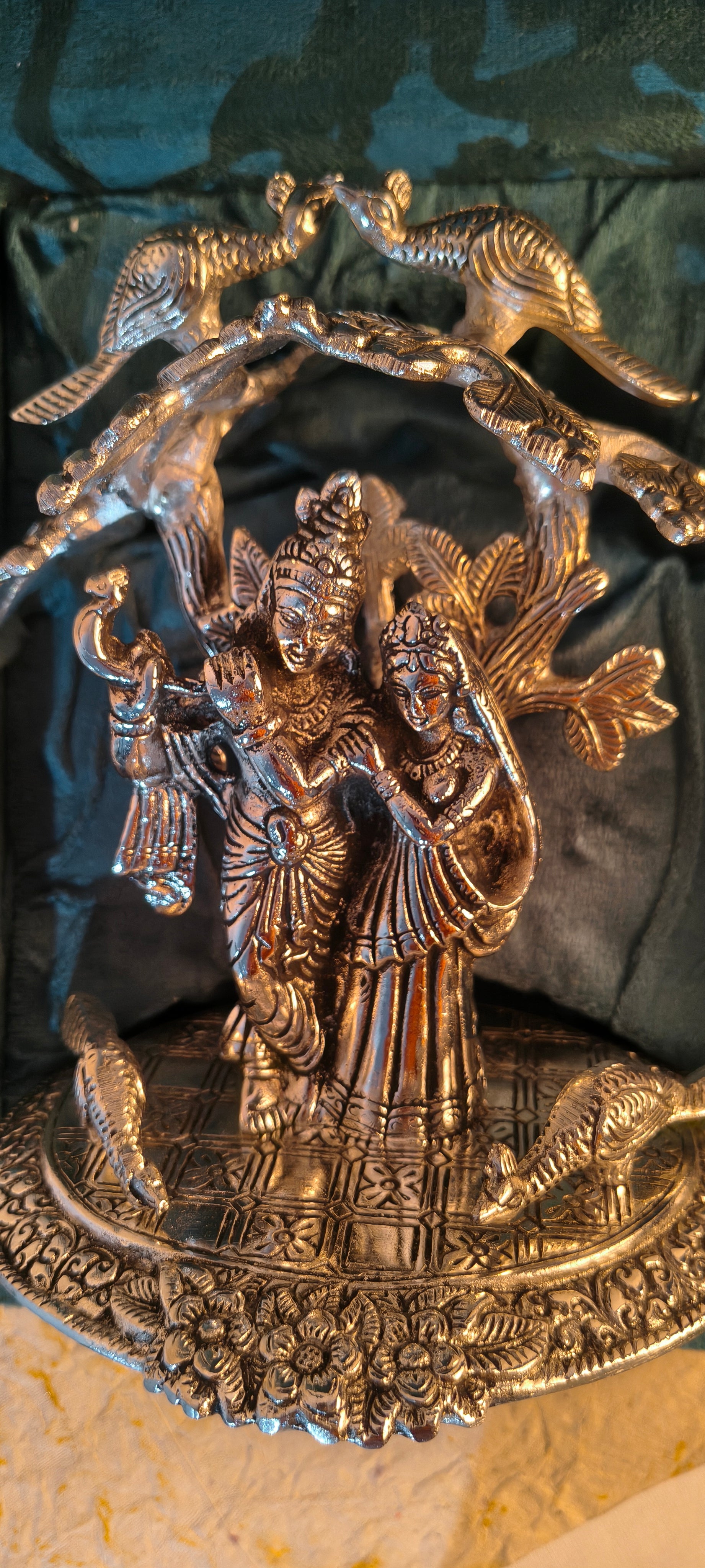 Traditional Radha Krishna Statue Under Tree for Spiritual Decor and Festive Gifting