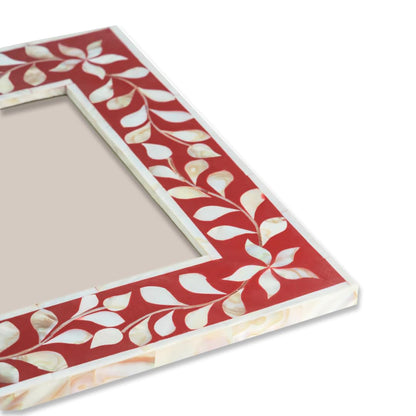 Bottom View of Red Mother of Pearl Inlay Picture Frame Showing Premium Craftsmanship