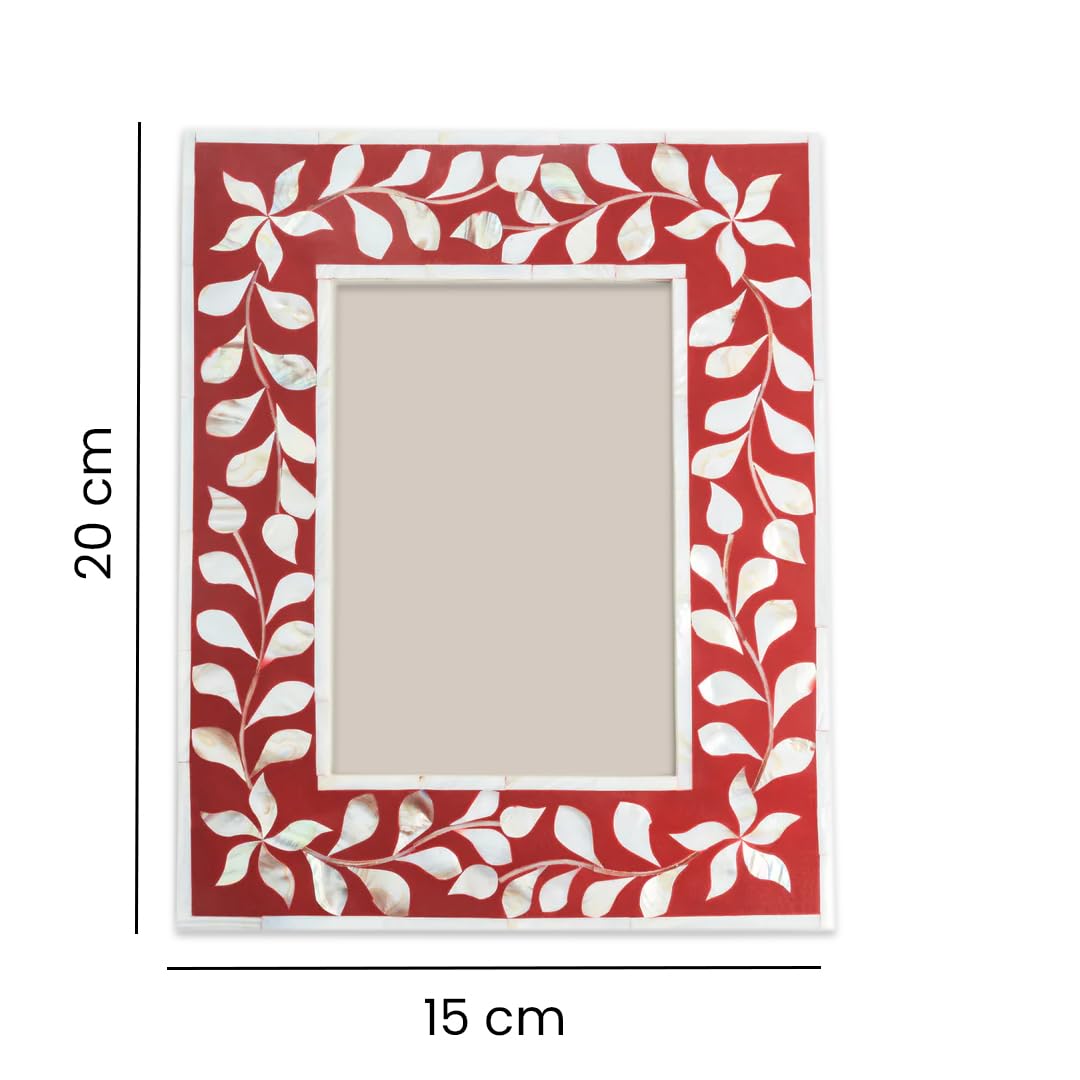 Luxury Red Mother of Pearl Picture Frame Styled on Modern Living Room Console Table