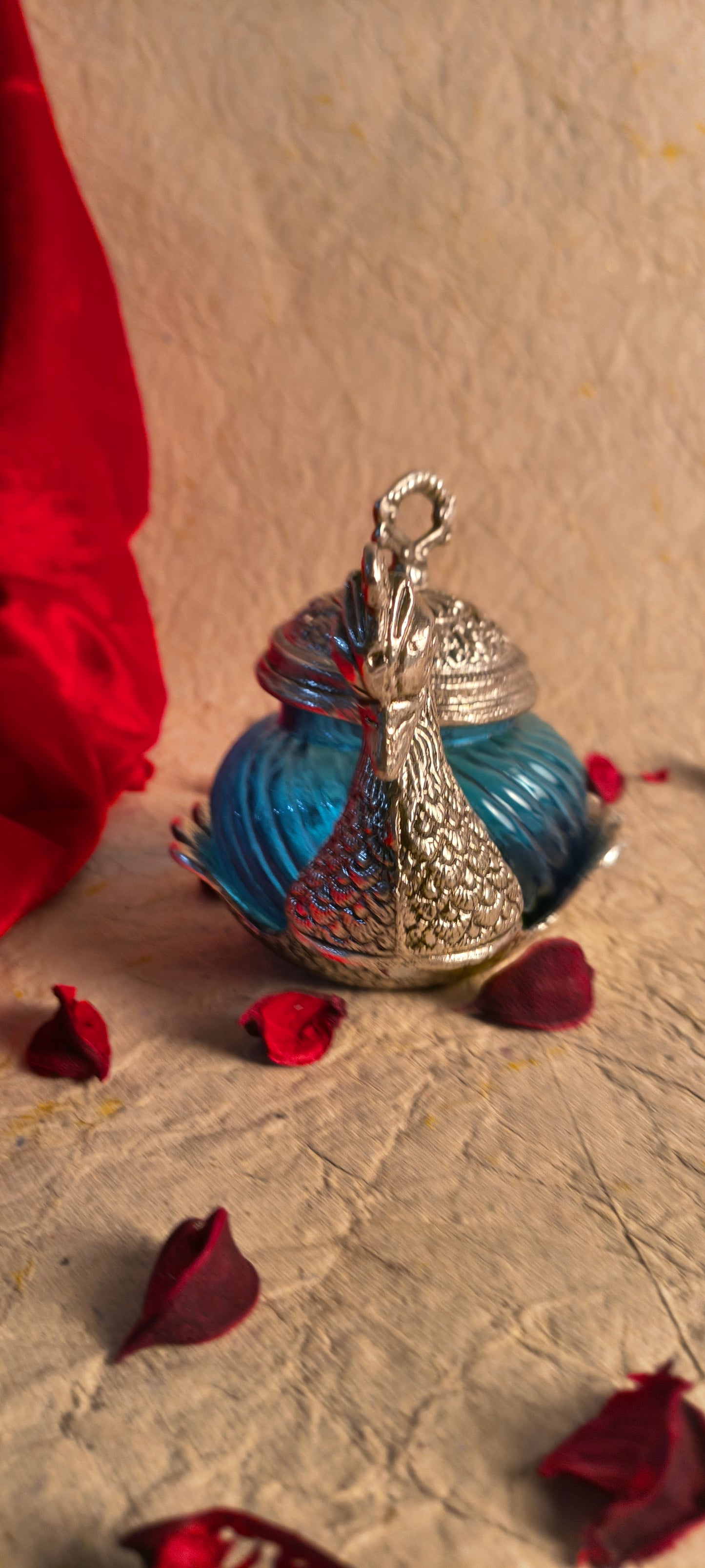 Elegant German Silver & Blue Glass Swan Utility Jar / Trinket Box