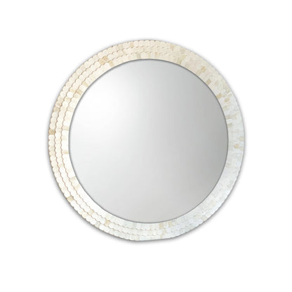 Handmade Scallop Bone Inlay Round Mirror Frame with Complimentary Mirror