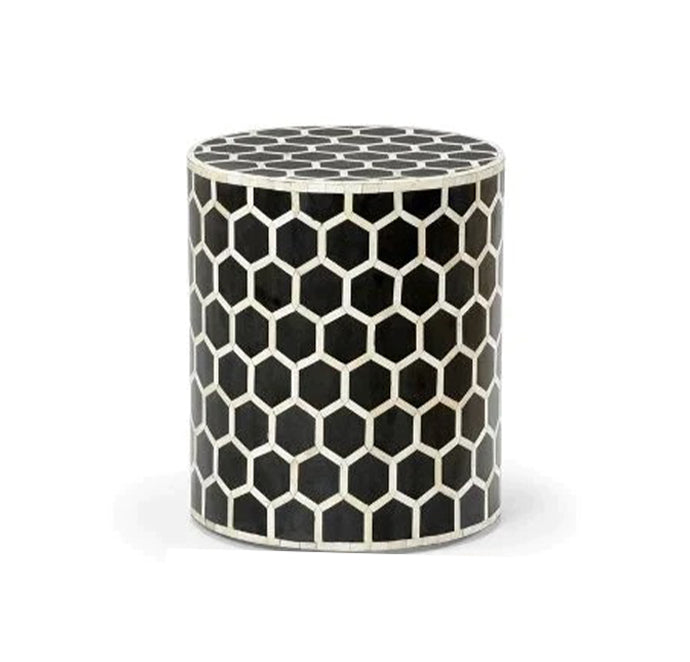 Black Bone Inlay Honeycomb Pattern Designer Handmade Personalized Stool