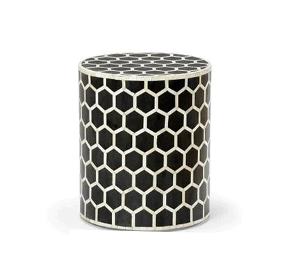 Black Bone Inlay Honeycomb Pattern Designer Handmade Personalized Stool