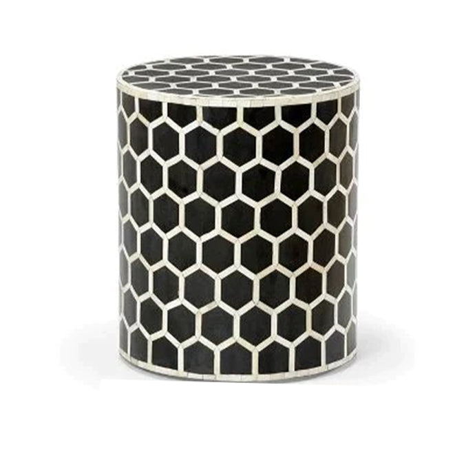 Black Bone Inlay Honeycomb Pattern Designer Handmade Personalized Stool