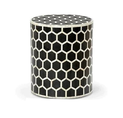 Black Bone Inlay Honeycomb Pattern Designer Handmade Personalized Stool