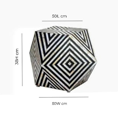 BLACK BONE INLAY DIAMOND CUT STOOL IN STRIPE PATTERN